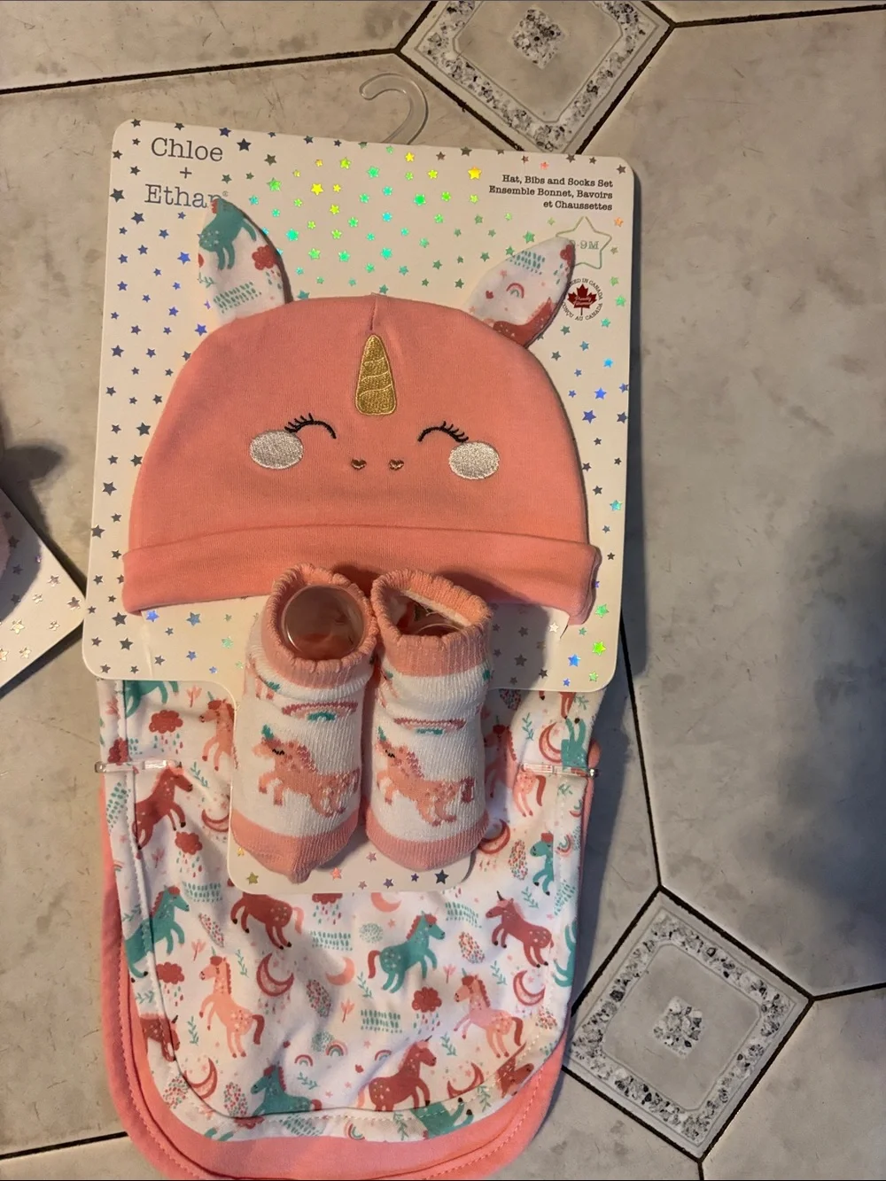 Pink Bunny Swaddle Sack & Unicorn Bib Set - Baby Accessories